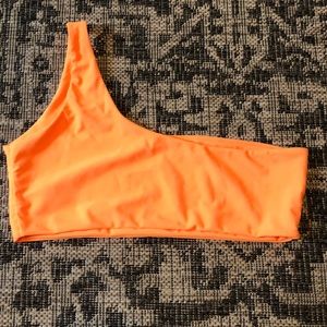 Size Large, Neon orange, one shoulder bikini top